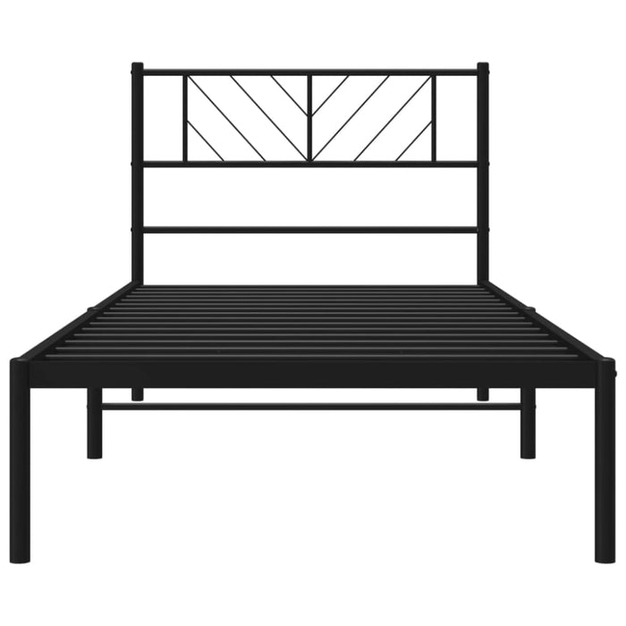 King Single Size Metal Bed Frame with Headboard Black