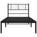 King Single Size Metal Bed Frame with Headboard Black