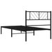 King Single Size Metal Bed Frame with Headboard Black