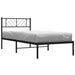 King Single Size Metal Bed Frame with Headboard Black