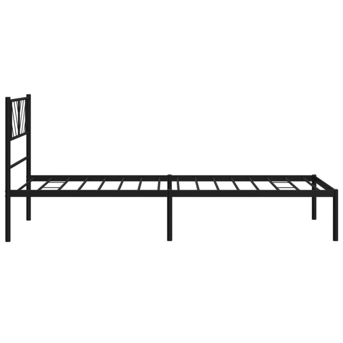 King Single Size Metal Bed Frame with Headboard Black
