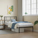 King Single Size Metal Bed Frame with Headboard Black