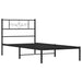 King Single Size Metal Bed Frame with Headboard Black
