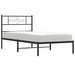 King Single Size Metal Bed Frame with Headboard Black