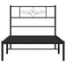 King Single Size Metal Bed Frame with Headboard Black