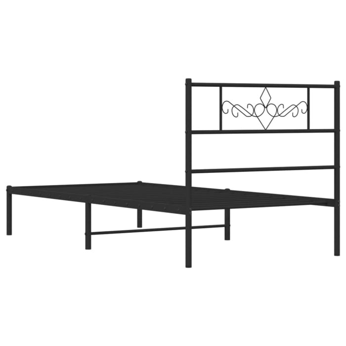 King Single Size Metal Bed Frame with Headboard Black