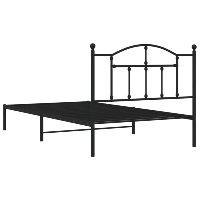 King Single Size Metal Bed Frame with Headboard Black