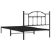 King Single Size Metal Bed Frame with Headboard Black