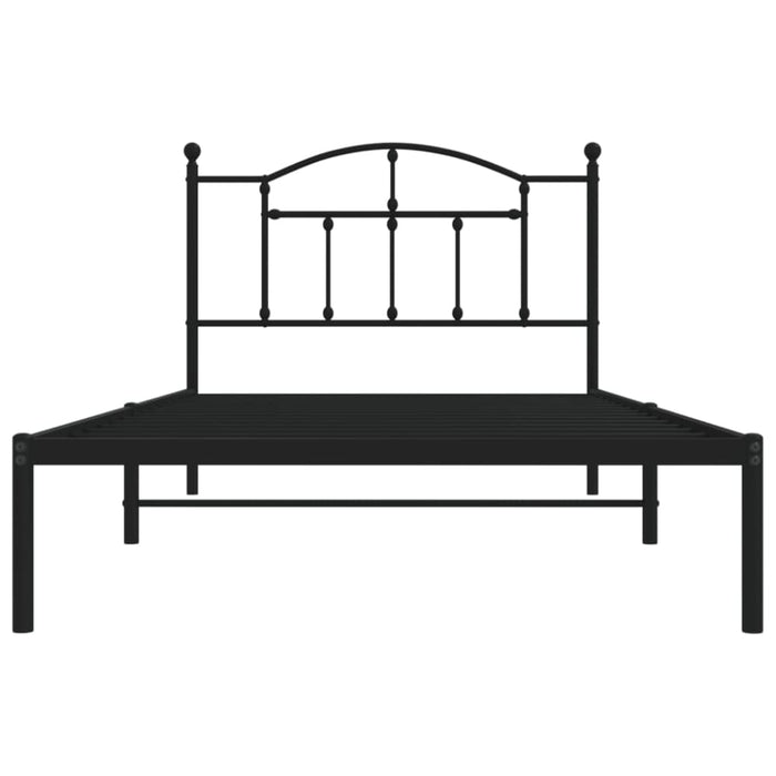 King Single Size Metal Bed Frame with Headboard Black