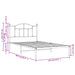 King Single Size Metal Bed Frame with Headboard Black