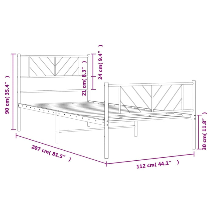 King Single Size Metal Bed Frame with Headboard