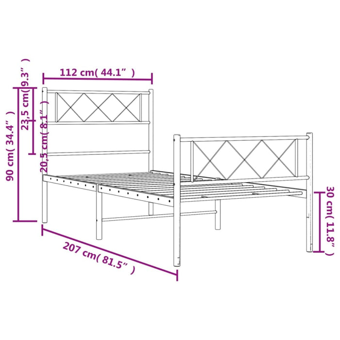 King Single Size Metal Bed Frame with Headboard