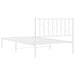 King Single Size Metal Bed Frame with Headboard White