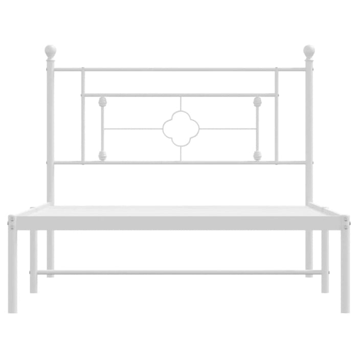King Single Size Metal Bed Frame with Headboard White