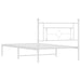 King Single Size Metal Bed Frame with Headboard White