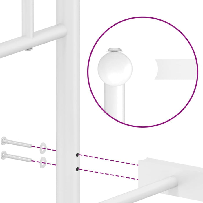 King Single Size Metal Bed Frame with Headboard White