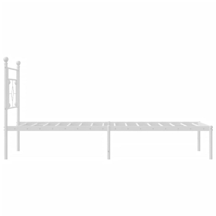 King Single Size Metal Bed Frame with Headboard White