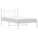King Single Size Metal Bed Frame with Headboard White