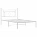 King Single Size Metal Bed Frame with Headboard White