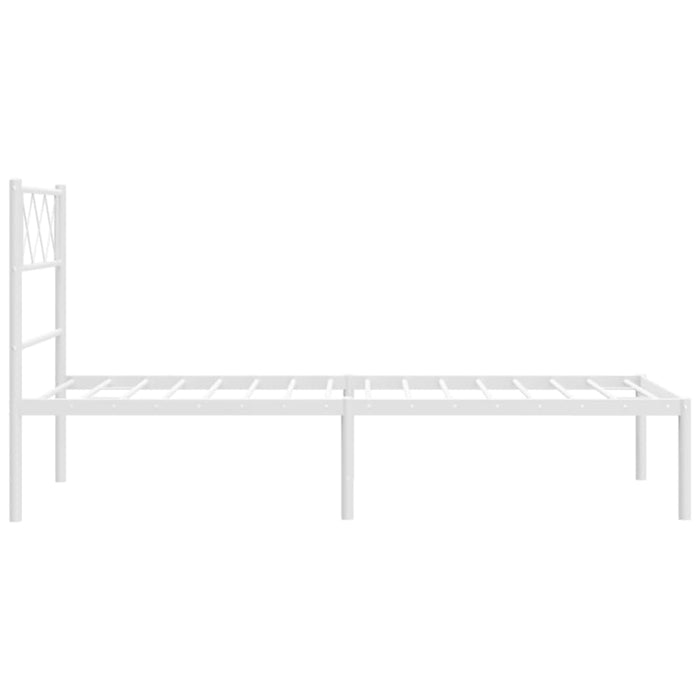 King Single Size Metal Bed Frame with Headboard White