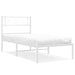 King Single Size Metal Bed Frame with Headboard White