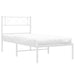 King Single Size Metal Bed Frame with Headboard White