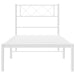 King Single Size Metal Bed Frame with Headboard White