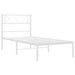 King Single Size Metal Bed Frame with Headboard White