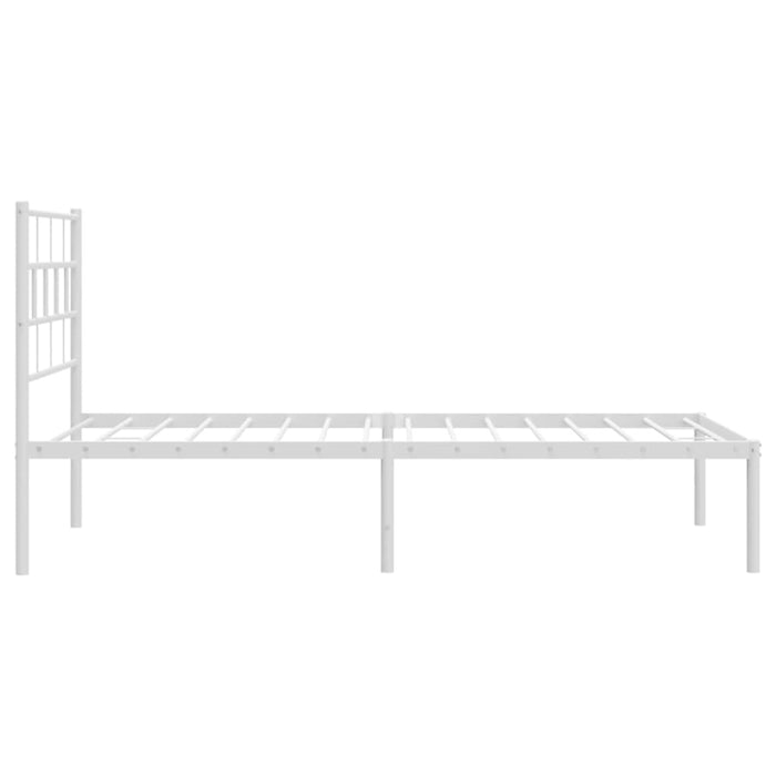 King Single Size Metal Bed Frame with Headboard White