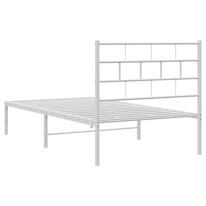 King Single Size Metal Bed Frame with Headboard White