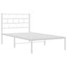 King Single Size Metal Bed Frame with Headboard White