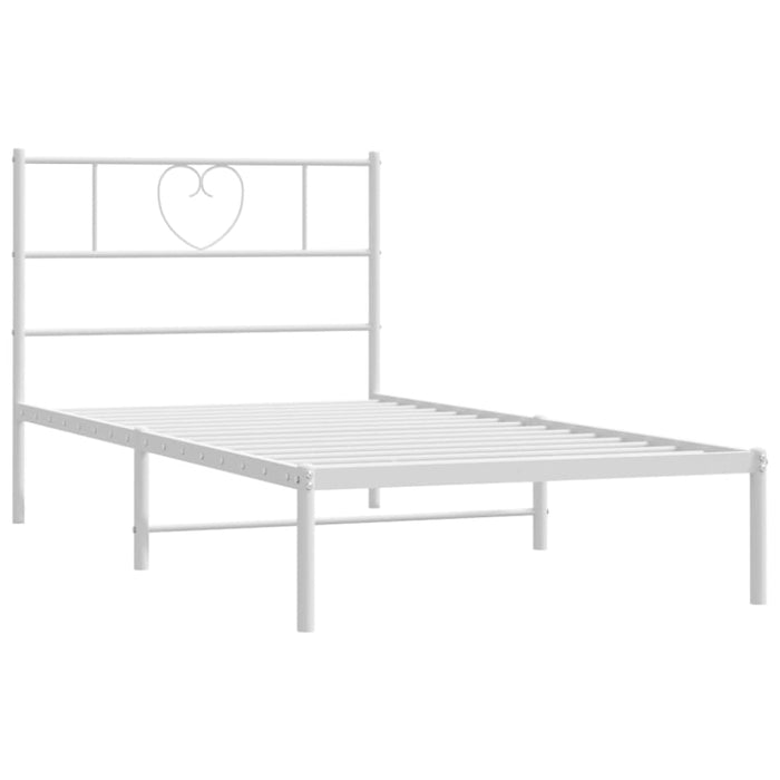 King Single Size Metal Bed Frame with Headboard White