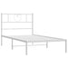 King Single Size Metal Bed Frame with Headboard White