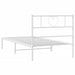 King Single Size Metal Bed Frame with Headboard White