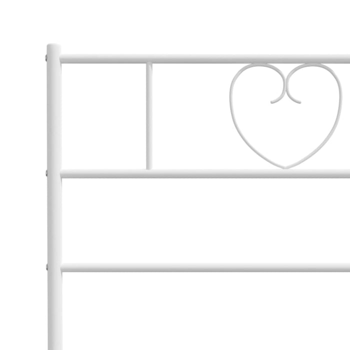 King Single Size Metal Bed Frame with Headboard White