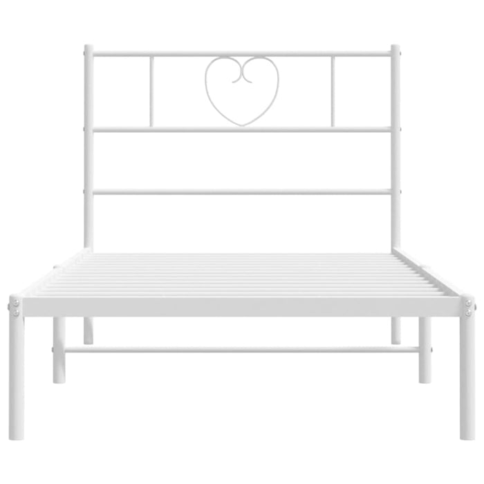 King Single Size Metal Bed Frame with Headboard White