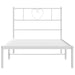 King Single Size Metal Bed Frame with Headboard White