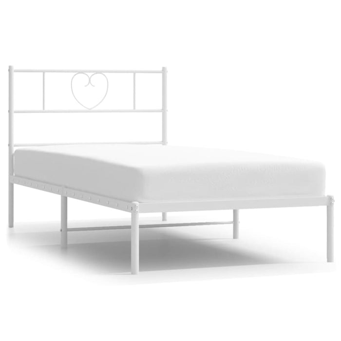 King Single Size Metal Bed Frame with Headboard White