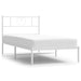 King Single Size Metal Bed Frame with Headboard White