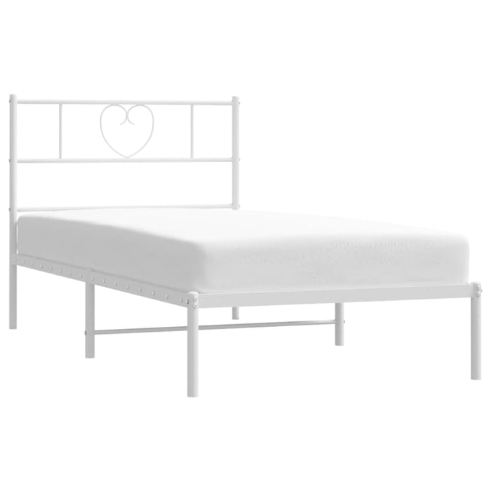 King Single Size Metal Bed Frame with Headboard White
