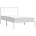 King Single Size Metal Bed Frame with Headboard White