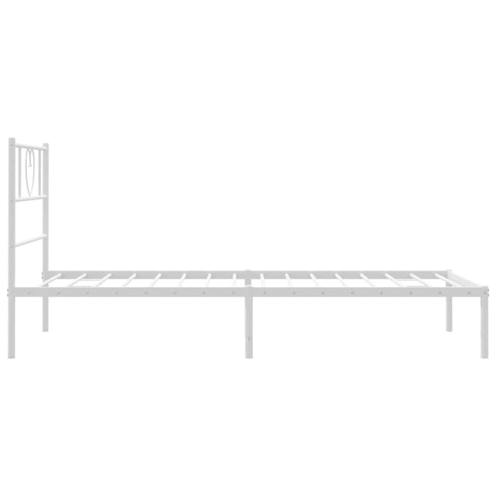 King Single Size Metal Bed Frame with Headboard White