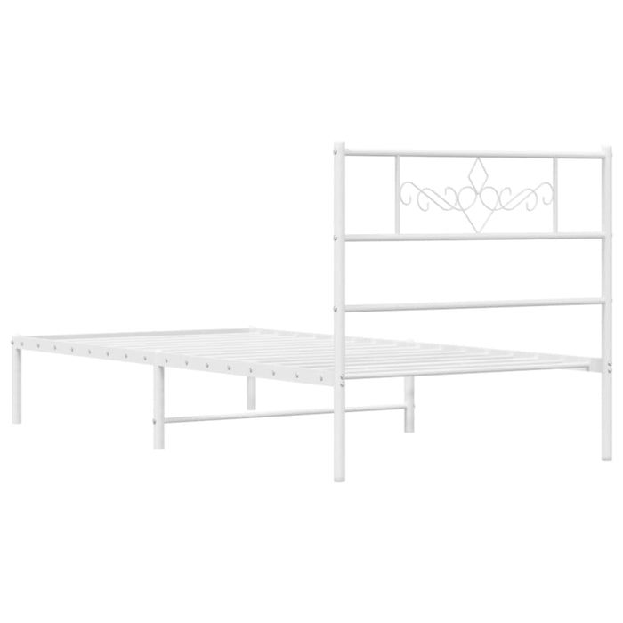King Single Size Metal Bed Frame with Headboard White
