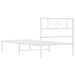 King Single Size Metal Bed Frame with Headboard White