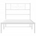 King Single Size Metal Bed Frame with Headboard White