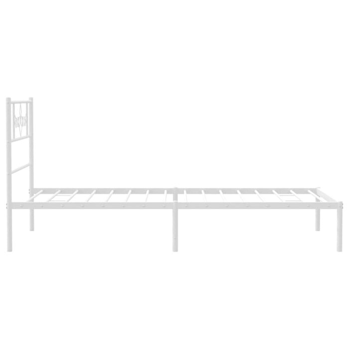 King Single Size Metal Bed Frame with Headboard White