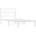 King Single Size Metal Bed Frame with Headboard White