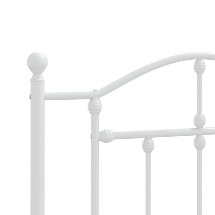 King Single Size Metal Bed Frame with Headboard White