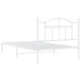 King Single Size Metal Bed Frame with Headboard White