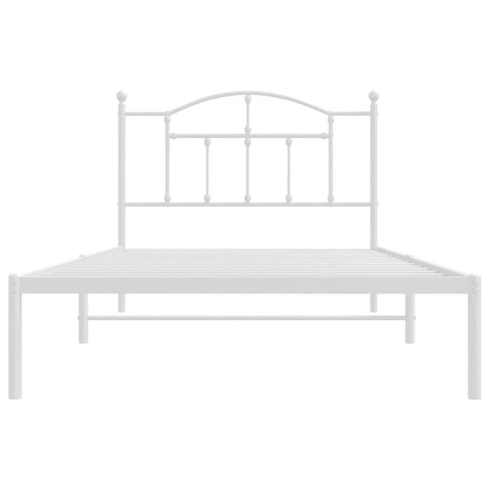 King Single Size Metal Bed Frame with Headboard White